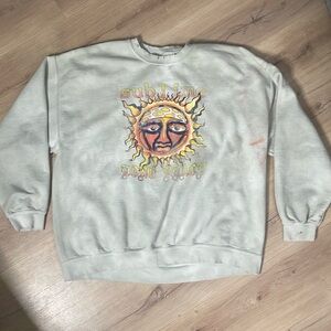 Distressed Sublime Long Beach Sun Baggy‎ Sweatshirt. S/M. Paint Stains.